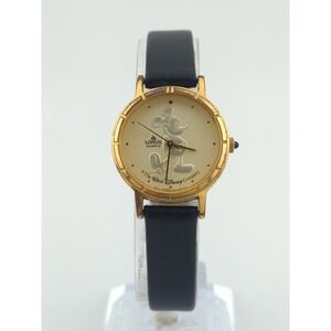 Vtg Lorus Disney Watch Women Mickey Mouse 26mm Gold Tone‎ V811-1410 New Battery